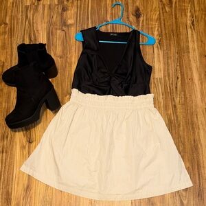 Free People women’s large skirt mini slits Cream khaki pull on ladies classic